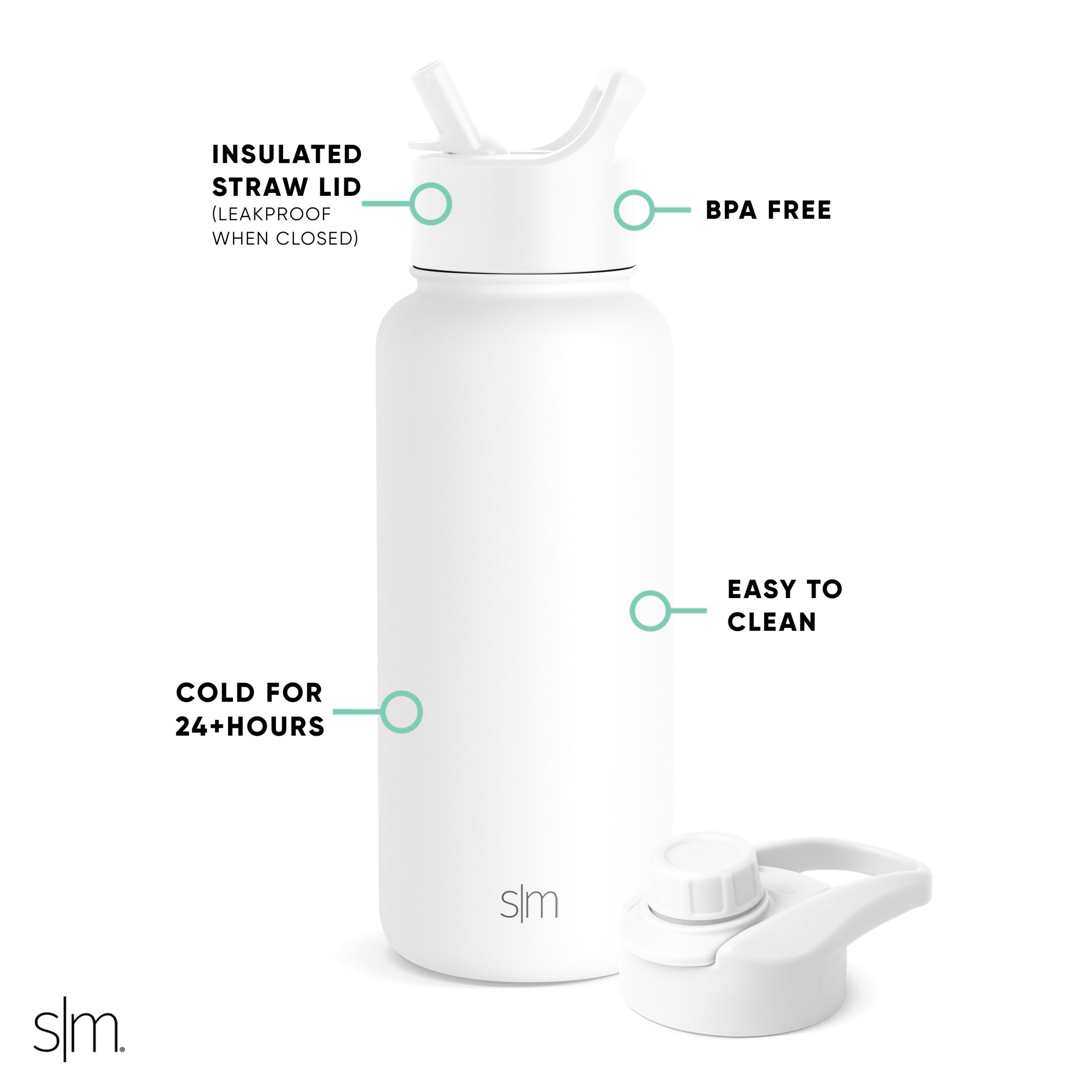 Summit Water Bottle with Straw Lid and Chug Lid - Image 2